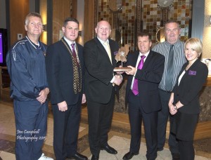 Matt English, CEO of Special Olympics Ireland was the July recipient of the Talbot Hotel South East Radio Outstanding Achievement Award pictured with Alan Corcoran, Mayor Cllr Ger Carthy, Dick Walsh (General manager, Talbot Hotel), Peader Dempsey (Special Olympics Wexford), Lisa Carmody (Talbot Hotel). Pic: Jim Campbell